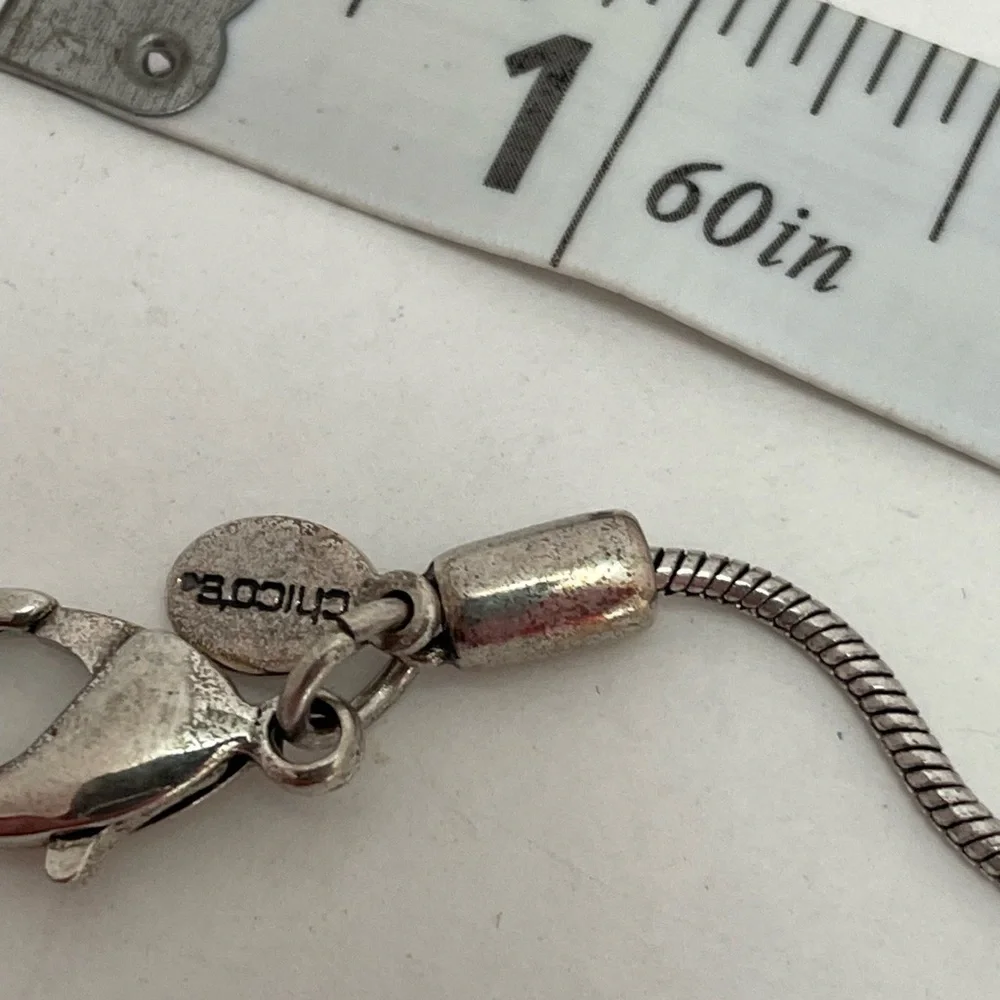 Chico’s Silver Tone Necklace with Beaded and Rhinestone Accents